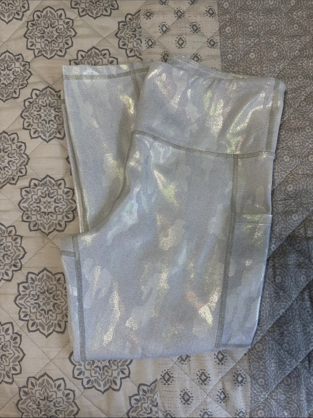ZYIA Light n Tights Iridescent Silver Camo Print Leggings